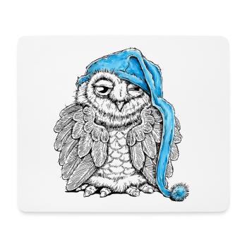 Eule mit Schlafmütze - Mousepad (Querformat) - Weiß - Vorne