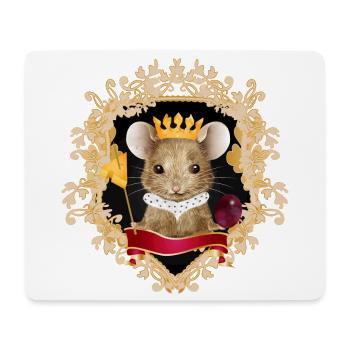 Souris avec couronne de fromage dans un cadre royal - Tapis de souris (format paysage) - blanc - Devant