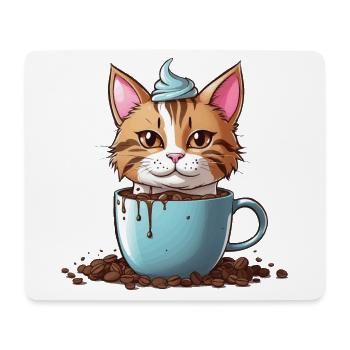 KATZEN LIEBE KAFFEE KATZE - Mousepad (Querformat) - Weiß - Vorne