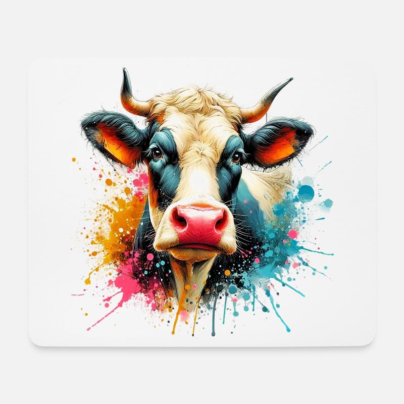 Kuh - Mousepad (Querformat) - Weiß