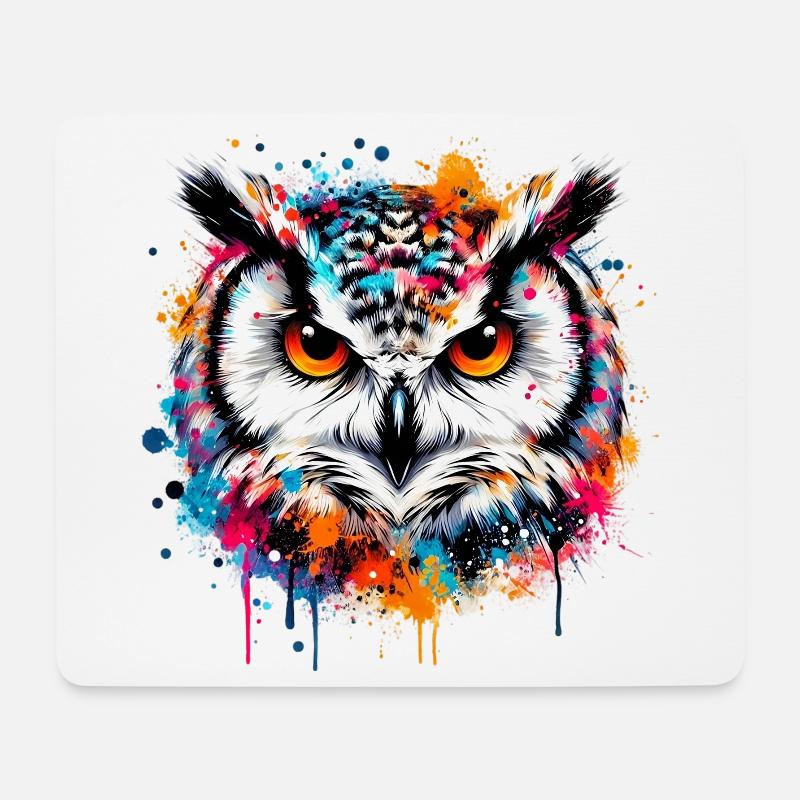 Eule - Mousepad (Querformat) - Weiß