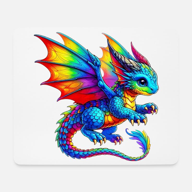 Drache - Mousepad (Querformat) - Weiß
