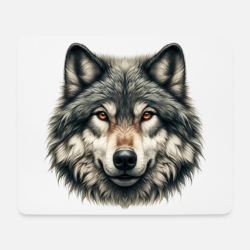 Wolf - Mousepad (Querformat) - Weiß