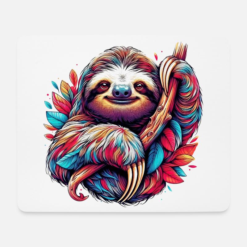 Faultier - Mousepad (Querformat) - Weiß