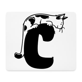 Lettre C du chat - Tapis de souris (format paysage) - blanc - Devant