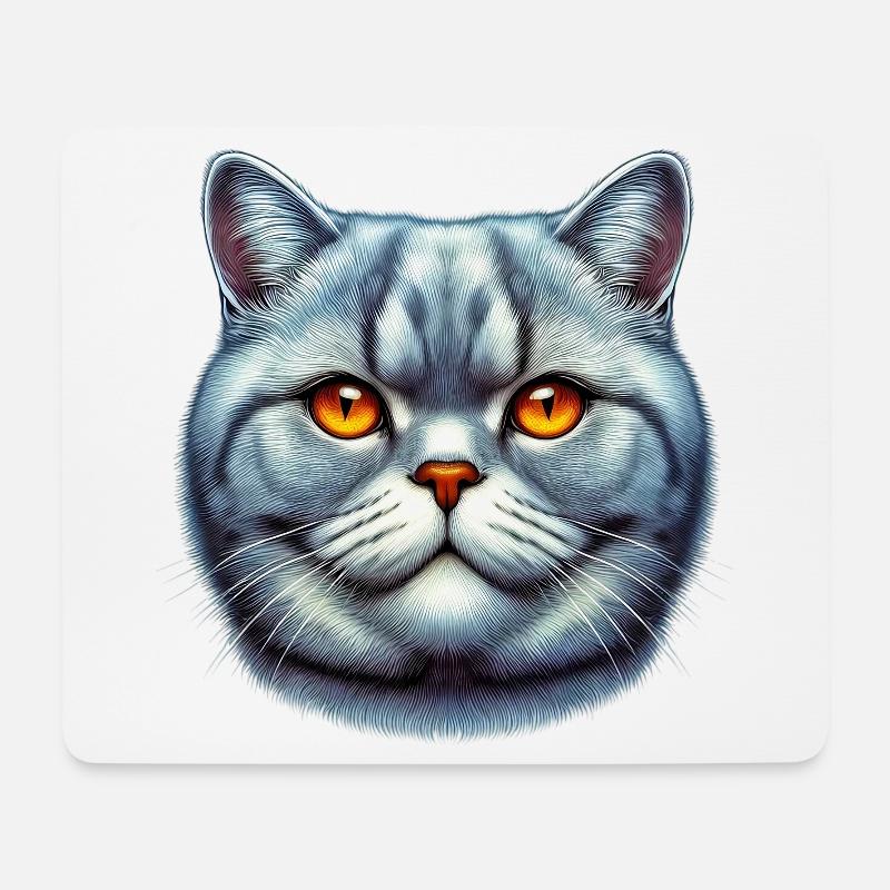Britisch Kurzhaar Katze - Mousepad (Querformat) - Weiß