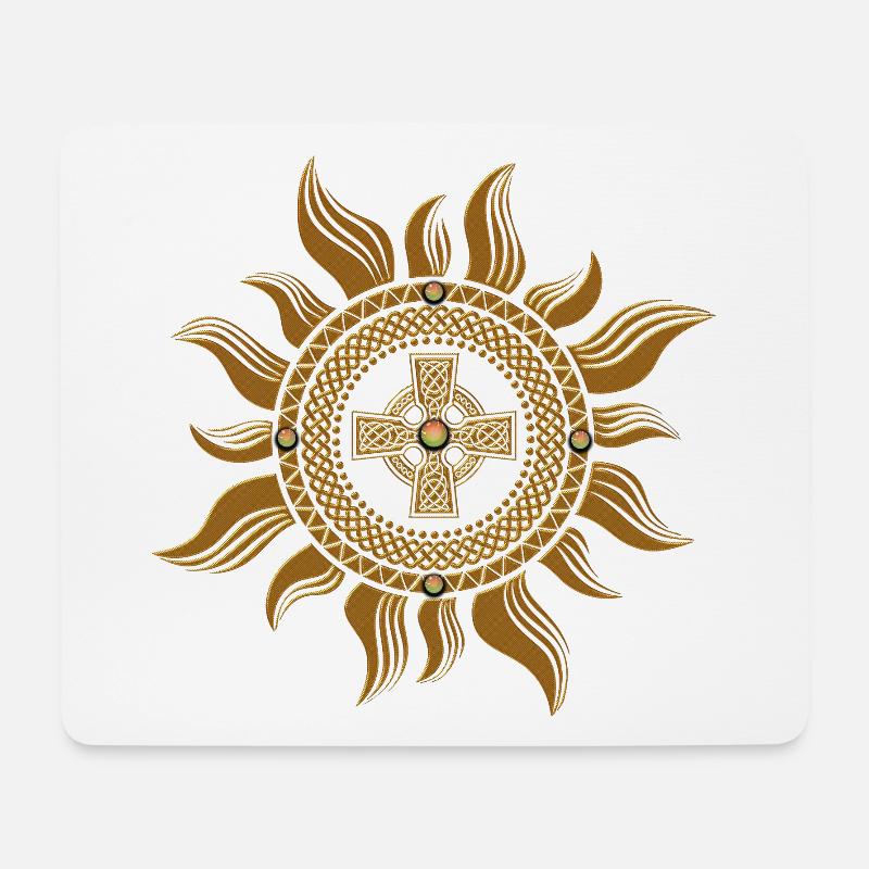 Das goldene keltische Kreuz. - Mousepad (Querformat) - Weiß
