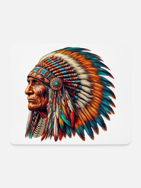 Amerikanischer Indianer Amerikanische Rote Haut - Mousepad (Querformat) - Weiß