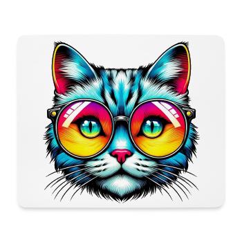 Kater mit Sonnenbrille - Mousepad (Querformat) - Weiß - Vorne