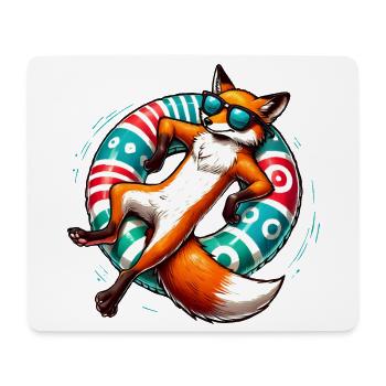 A relaxed fox on a swimming ring - Mouse Pad (horizontal) - white - Front