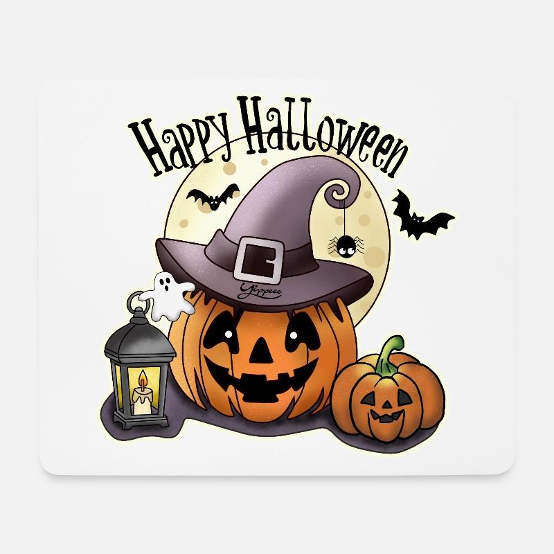Halloween Kürbis, Happy Halloween - Mousepad (Querformat) - Weiß