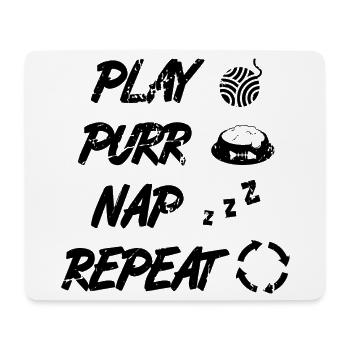 Routine du chat - Tapis de souris (format paysage) - blanc - Devant