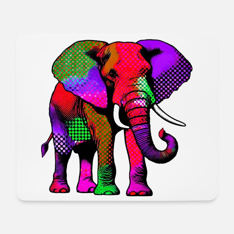 Elefant - Mousepad (Querformat) - Weiß