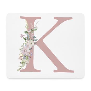 K Monogram, Floral, Personalizable - Mouse Pad (horizontal) - white - Front