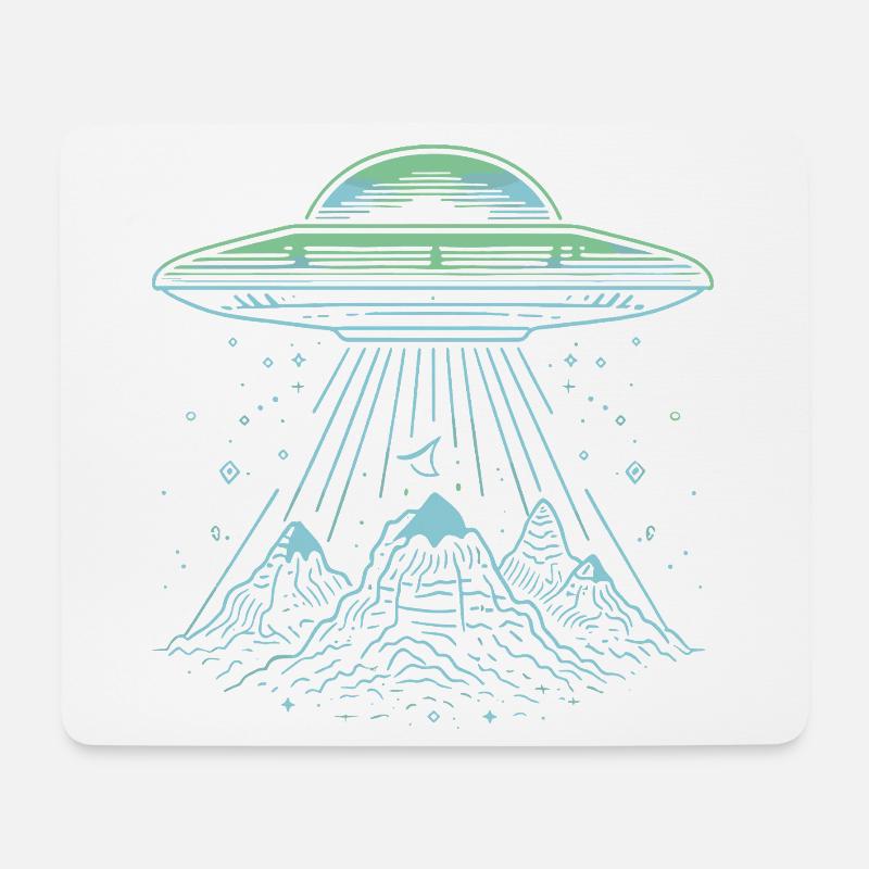 UFO Mountain Abduction - Mysteriöses Sci-Fi-Design - Mousepad (Querformat) - Weiß