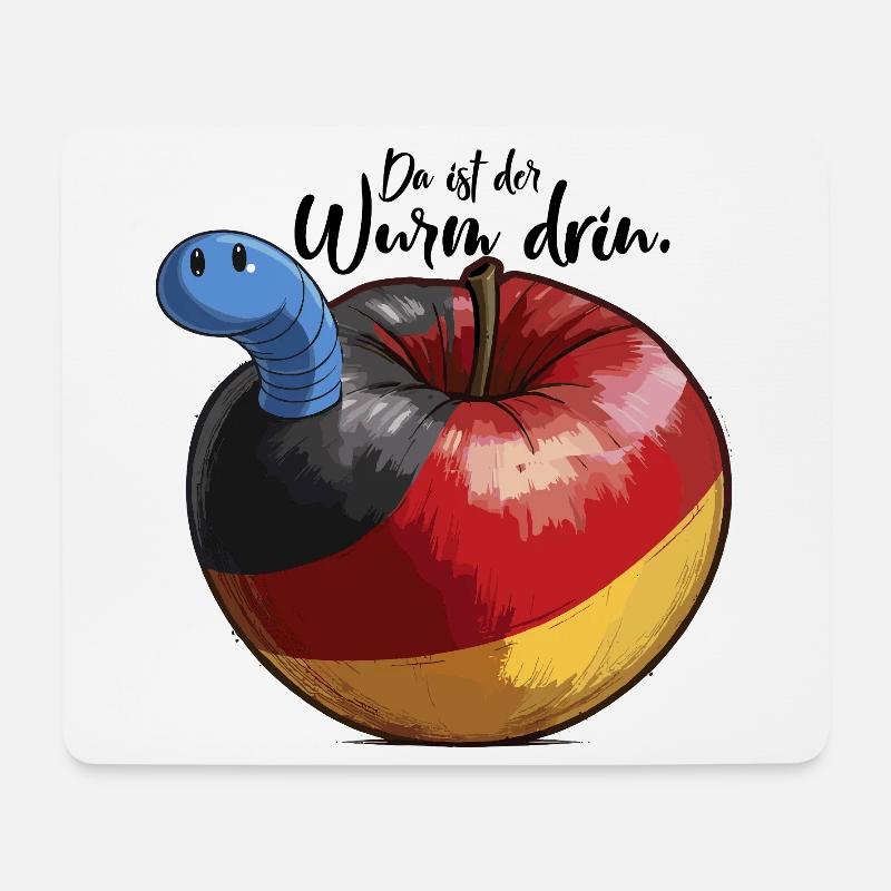 In Deutschland ist der blaue Wurm im Apfel Fck afd - Mousepad (Querformat) - Weiß