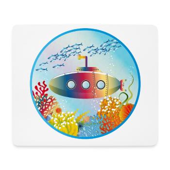 Colorful submarine in tropical coral reef - Mouse Pad (horizontal) - white - Front