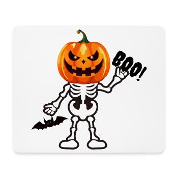 HOU! Squelette de citrouille - Drôle d’effrayant d’Halloween - Tapis de souris (format paysage) - blanc - Devant