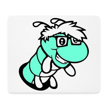nerd caterpillar looks hole geek worm horn-rimmed glasses smart - Mouse Pad (horizontal) - white - Front