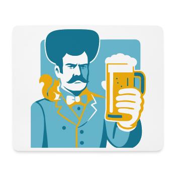 Retro hero with beer glass motif - Mouse Pad (horizontal) - white - Front
