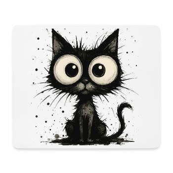Funny black cat with big eyes – splash - Mouse Pad (horizontal) - white - Front