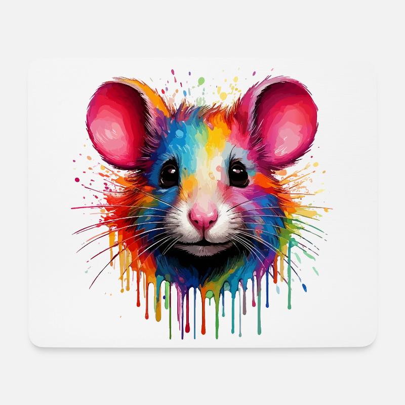 Regenbogenmaus Kopf - Mousepad (Querformat) - Weiß