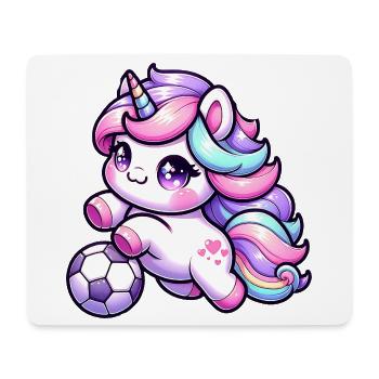 Kawaii Einhorn Fussball Regenbogen Kick - Mousepad (Querformat) - Weiß - Vorne