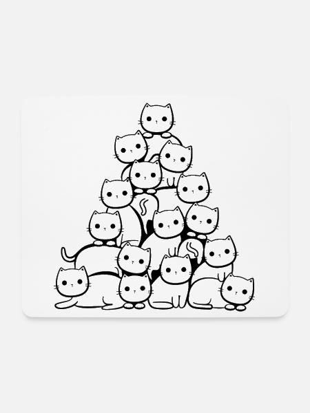 Katzen Weihnachtsbaum - Mousepad (Querformat) - Weiß