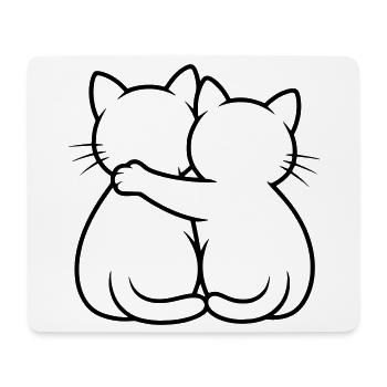 Câlin de chats - Tapis de souris (format paysage) - blanc - Devant