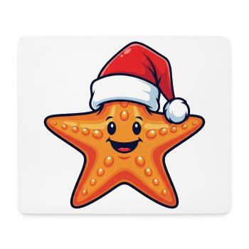 Cartoon Seestern mit Weihnachtsmütze - Mousepad (Querformat) - Weiß - Vorne