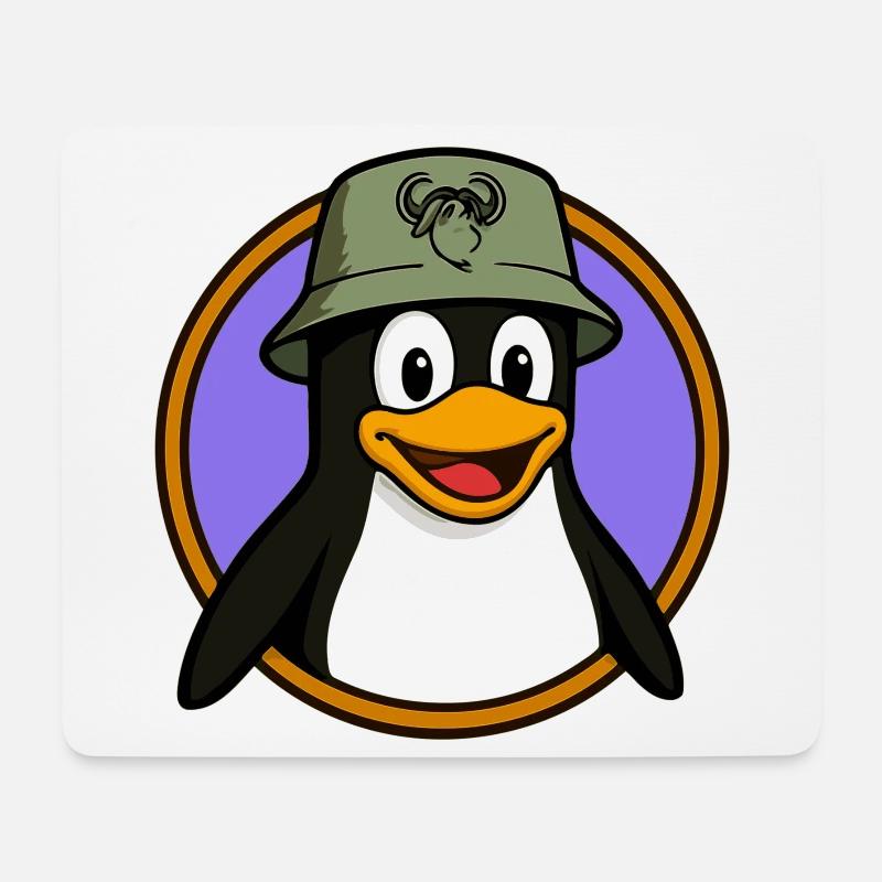 Tux Linux + GNU Hut - Mousepad (Querformat) - Weiß