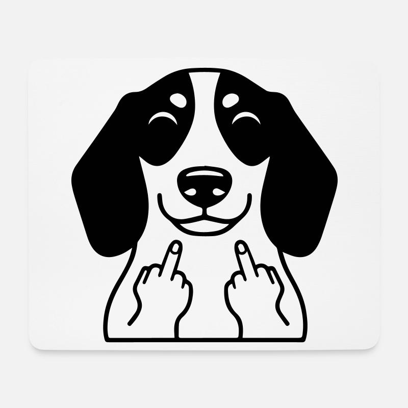 Frecher Dackel zeigt Mittelfinger – Lustiger Comic - Mousepad (Querformat) - Weiß