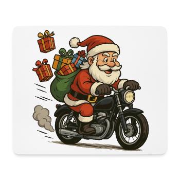 Weihnachtsmann auf Motorrad mit Geschenken - Mousepad (Querformat) - Weiß - Vorne