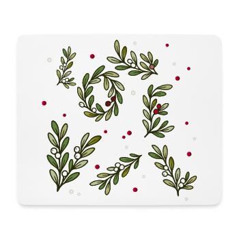 Weihnachtliches Zweigmuster mit Beeren - Mousepad (Querformat) - Weiß - Vorne