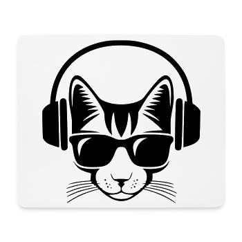 Katzenmusik-Kopfhörer und Sonnenbrille - Mousepad (Querformat) - Weiß - Vorne