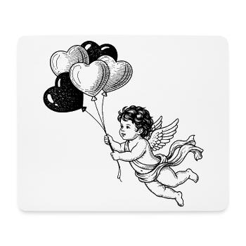 Petit ange mignon avec des ballons en forme de cœur - Tapis de souris (format paysage) - blanc - Devant