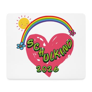Schulkind Herz Regenbogen 2026 - Mousepad (Querformat) - Weiß - Vorne