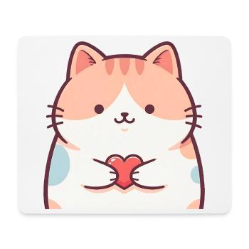 Cuddly Kitten Heart Cartoon Cat - Mouse Pad (horizontal) - white - Front