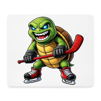 Aggressive Schildkröte Eishockey Spieler Horror - Mousepad (Querformat) - Weiß - Vorne