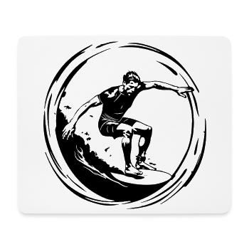 Silhouette de l’homme surfeur - Tapis de souris (format paysage) - blanc - Devant