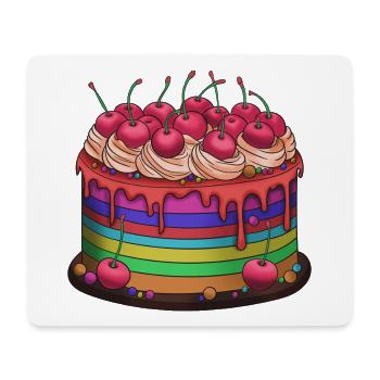 Regenbogenkuchen mit Kirschen - Mousepad (Querformat) - Weiß - Vorne