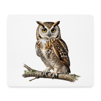 Nocturnal Owl on Branch - Mouse Pad (horizontal) - white - Front