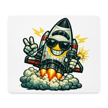 Space Rocket Duck mit Mikrofon - Mousepad (Querformat) - Weiß - Vorne