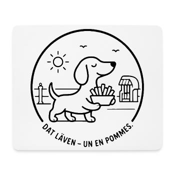 Dackel dat Läven un een Pommes - Mousepad (Querformat) - Weiß - Vorne