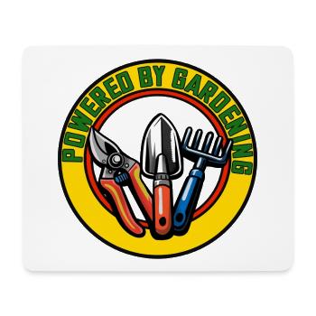 Jardinage, cercle de logo avec outils - Tapis de souris (format paysage) - blanc - Devant