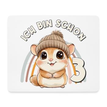 3. Geburtstag Hamster Regenbogen Süß Niedlich - Mousepad (Querformat) - Weiß - Vorne