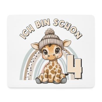 4e anniversaire girafe arc-en-ciel mignonne mignonne - Tapis de souris (format paysage) - blanc - Devant