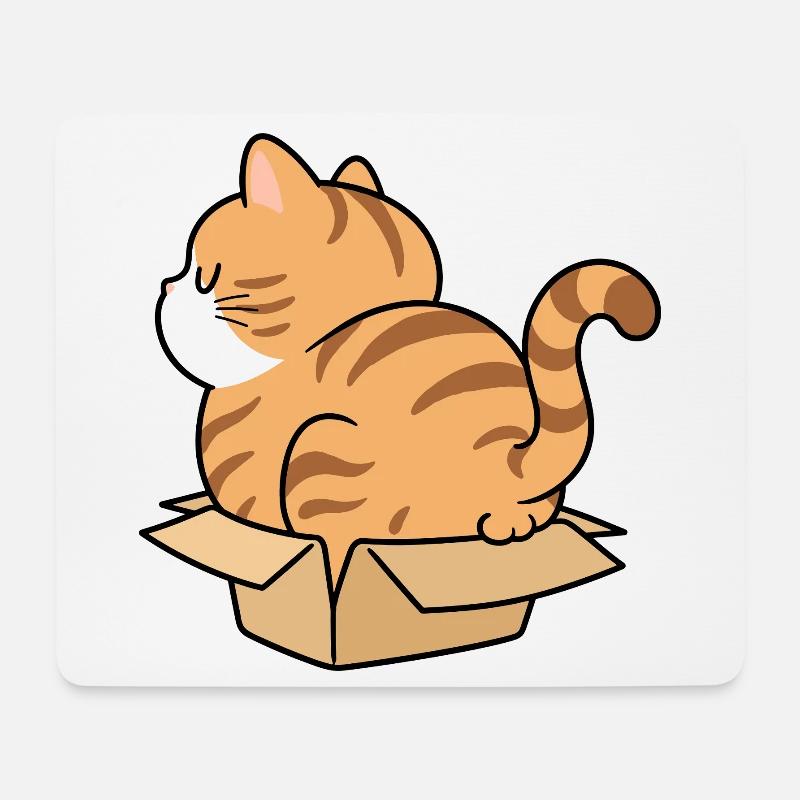 Katzenkind im Karton - Mousepad (Querformat) - Weiß