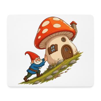 Le nain de la maison champignon tire la maison - Tapis de souris (format paysage) - blanc - Devant
