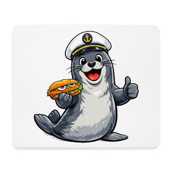 Seal with delicious fish - Mouse Pad (horizontal) - white - Front